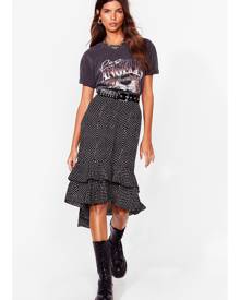 NastyGal Womens polka dot ruffle hem midi skirt - Black