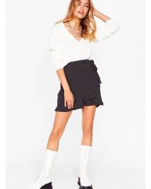NastyGal Womens Polka Dot Mini Ruffle Wrap Skirt - Black