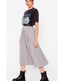 NastyGal Womens Flowy Check Pleated Midi Skirt - Mono