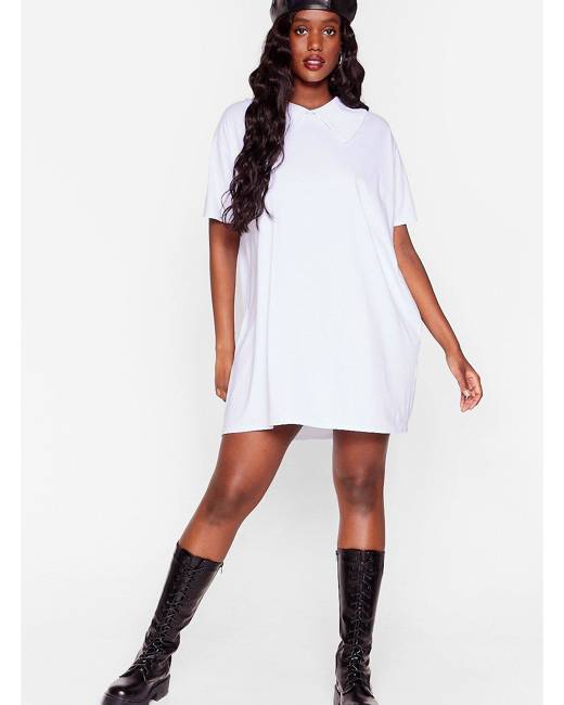 White tee shirt 2025 dress plus size