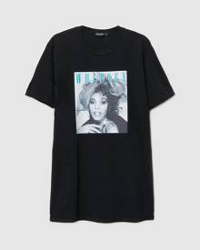 NastyGal Womens Whitney Houston Oversized Graphic T-Shirt - Black