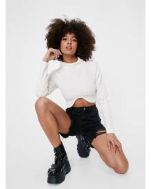 NastyGal Womens Recycled Turtleneck Knitted Crop Top - Cream