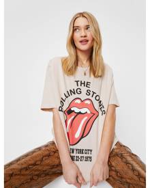 NastyGal Womens The Rolling Stones Oversized Graphic T-Shirt - Sand