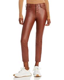 ASOS DESIGN croc leather look suit slim pants in brown