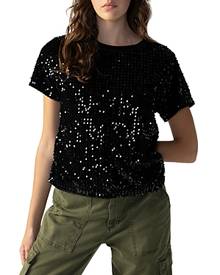 Sanctuary High Shine Short Sleeve Sequin Tee