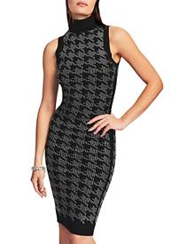 Retrofete Chrystie Sleeveless Studded Houndstooth Dress