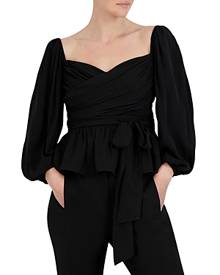 Bcbgmaxazria Puff Sleeve Peplum Top