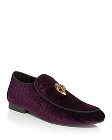 Kurt Geiger London Men's Hugh Eagle Velvet Croc Embossed Slip On Loafers
