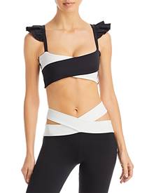 Port De Bras Cross Ruffle Crop Top