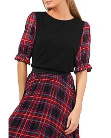 CeCe Contrast Puff Sleeve Top