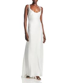 Galvan Praiano Mixed Media Slip Maxi Dress