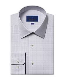 David Donahue Trim Fit Poplin Graphic Check Dress Shirt