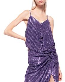 Pinko Sequin Embellished Draped Asymmetric Top