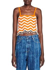 Sandro Cassandre Chevron Stripe Knit Crop Top