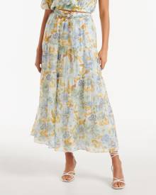 Forever New Women's Maia Tiered Belted Midi Skirt in Elmhurst Floral