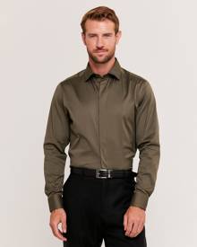 Saba Men's Stretch Poplin Shirt in Military Green size Large