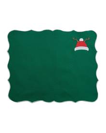 KM Home Collection - Santa Hat Embroidery Cotton Placemats Set of 2