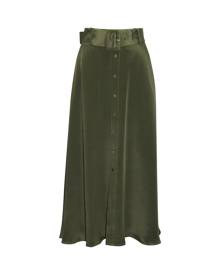 Gosia Orlowska - Tilda Belted Silk Midi Skirt - Crocodile Green