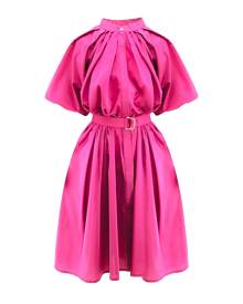 BLUZAT - Neon Pink Dress With Raglan Sleeve And Pleats