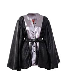 Yvette LIBBY N'guyen Paris - Women - Fashion Jacket - Refractive Vinyl Faux Leather - Fortune - Metallic Black In Retro Style