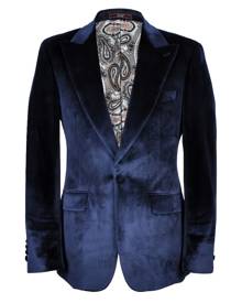 DAVID WEJ - Maison Velvet Blazer - Navy Blue