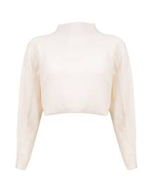 Balletto Athleisure Couture - Sweat Fleece Cropped Top Bianco