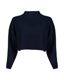 Balletto Athleisure Couture - Sweat Fleece Cropped Top Blu Navy Scuro