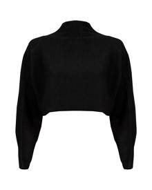 Balletto Athleisure Couture - Sweat Fleece Cropped Top Nero Black