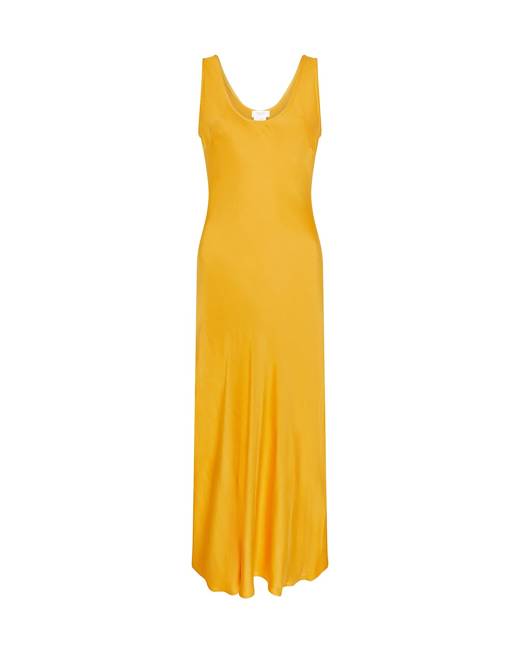 ASYOU bra insert satin cowl slip dress in orange