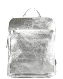 Sostter - Silver Soft Metallic Leather Pocket Backpack Bxniy