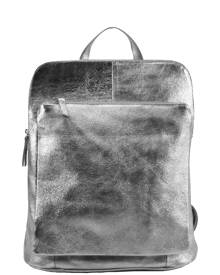 Sostter - Pewter Soft Metallic Leather Pocket Backpack Byeba