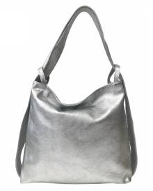 Sostter - Silver Leather Tote Backpack Biibr