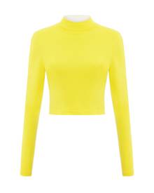 blonde gone rogue - Bougie Crop Turtleneck Top In Yellow And Off-White