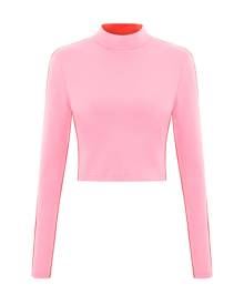 blonde gone rogue - Bougie Crop Turtleneck Top In Pink And Red