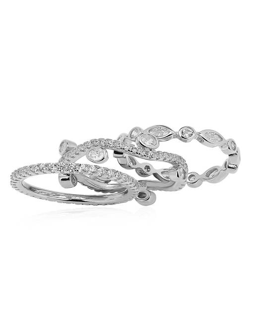 Arabella Sterling Silver Ring Set, Cubic Zirconia Bridal Ring and