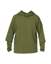 LIA ARAM - Green Cotton Layered Sleeve Hooded Top