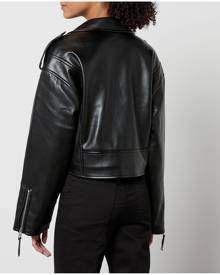 Good American Crop Moto Cropped Faux Leather Jacket - XXS/XS