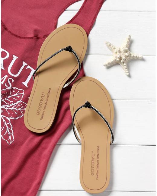 Sun + Stone Womens Kristi Ankle Summer Thong Sandals - Walmart.com