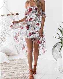 Floral Cold Shoulder Mini Dress