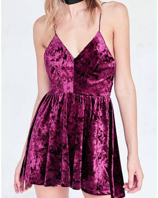 Solid Backless Mini Dress without Necklace Solid Backless Mini Dress without Necklace
