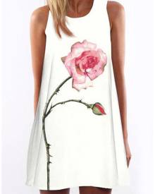 Floral O-Neck Sleeveless Mini Dress