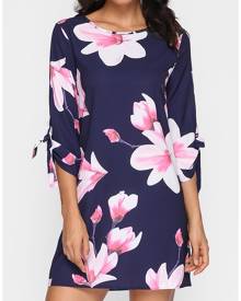 Floral Tab-Sleeve Mini Dress
