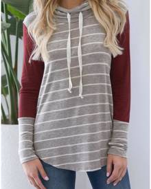 Striped Splicing Long Sleeve Hoodie