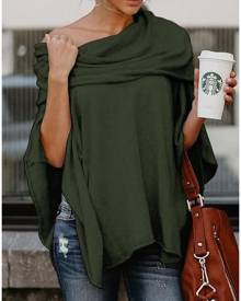 Solid One Shoulder Layered Blouse