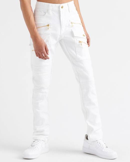 White cargo clearance trousers men