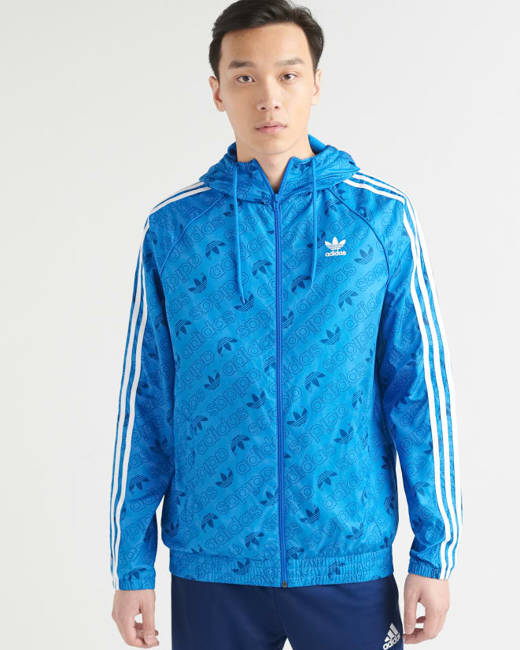Adidas Graphics Monogram Windbreaker Blue Bird L - Mens Originals Jackets