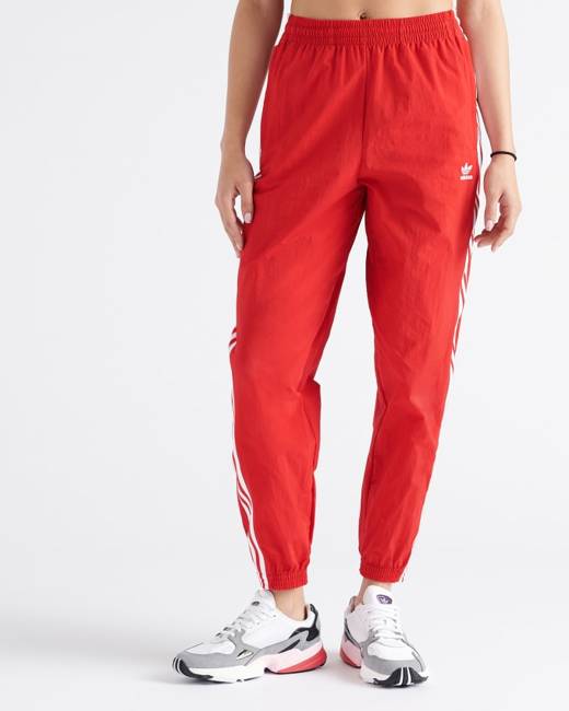 red adidas track pants womens