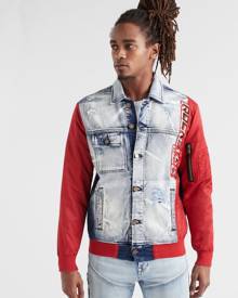 Comaba Men Single-Breasted Hip-hop Ripped Distressed Lapel Collar Denim Jackets