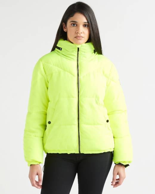 green puffer coat