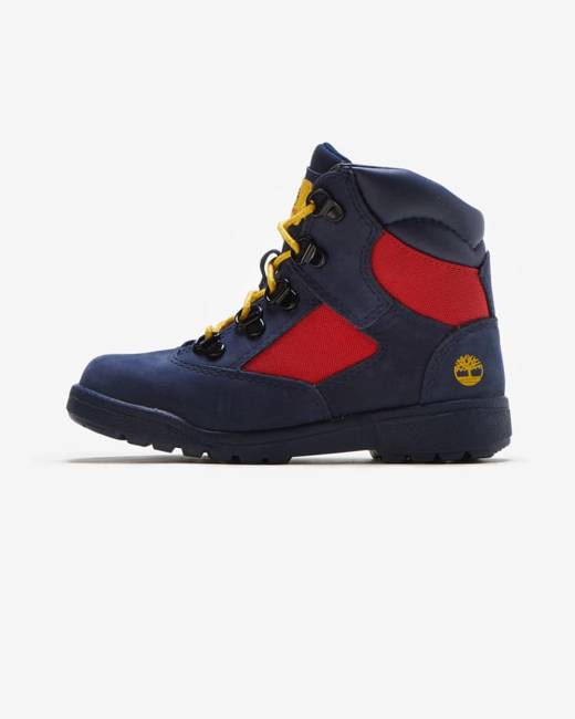 Red and blue timberland field best sale boots